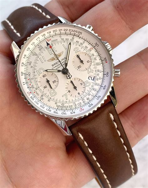 breitling navitimer white dial mesh band|Breitling Navitimer prices.